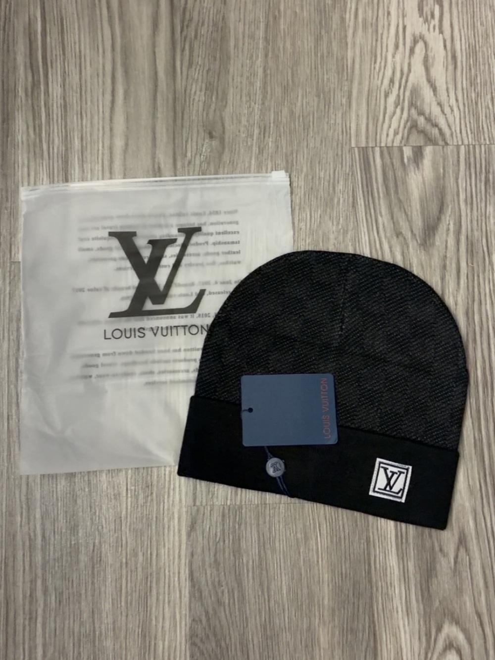 Louis Vuitton Black & Dark Gray Knit Beanie Hat